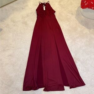 NWT Wyldr Formal Wine/Maroon Sleeveless Halter Maxi Dress Size XS